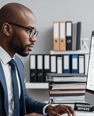 Professional reviewing immigration documents